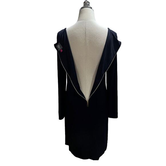 Vince Camuto Navy Long Sleeve Rhinestone Collared Sheath Lined Dress Sz 10 - Picture 3 of 10